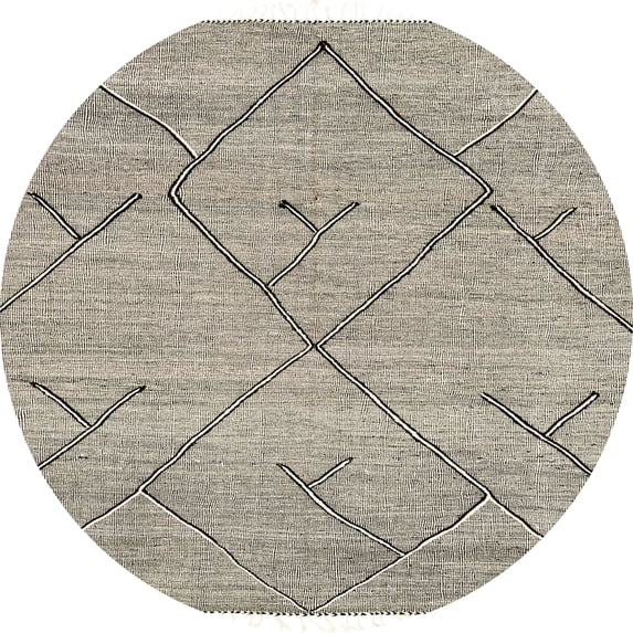 Ahgly Company Machine Washable Indoor Round Abstract Gold Area Rugs, 4' Round