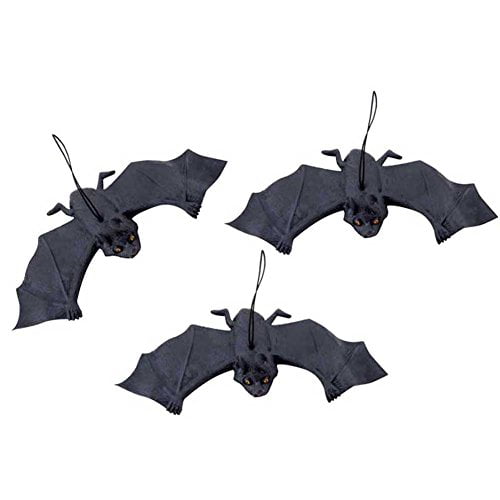 Gooday 6 PCS Halloween Bats Party Decoration Rubber Hanging Bats ...