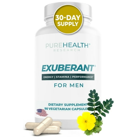 Exuberant Testosterone booster for Men, Support Testo Level, Increase Energy, Promote Muscles, Bones and Mood by PureHealth Research