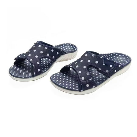 

Yedhsi Large Size Sandals Women s Outer Wear One-line Wave Point Open Toe Beach Sandals Women s Slippers