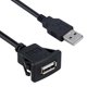 thumbnail image 1 of Paquete de 2 cables de extensión de montaje empotrado USB 3,0 de un solo puerto cuadrado con bucle para salpicadero de coche, camión, barco, motocicleta, 3 pies, 1 of 5
