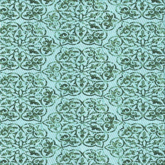 Ahgly Company Machine Washable Indoor Square Transitional Tron Blue Area Rugs, 4' Square