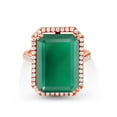 thumbnail image 2 of Gem Stone King 16.14 Ct Emerald Cut 18x13mm Green Onyx 18K Rose Gold Plated Silver Ring, 2 of 4
