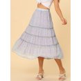 thumbnail image 2 of Unique Bargains Women's Floral Print Elastic Waist Ruffle Maxi Tiered Skirt, 2 of 6