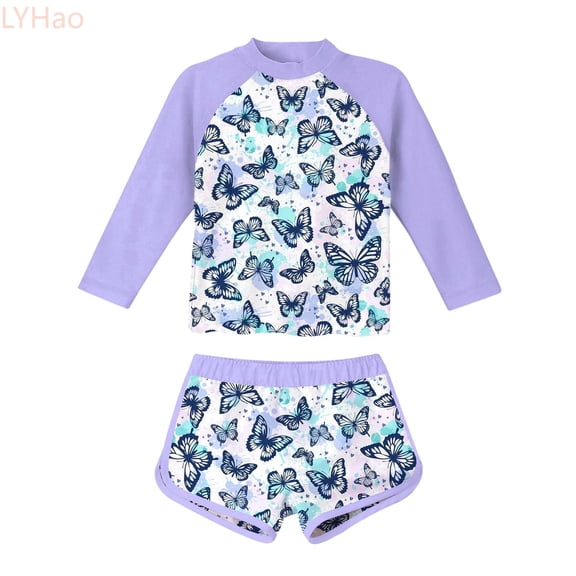 LYHao Kids Two Piece Swimsuit Set For Girls Cute Split Swimwear For Girls And Big Kids Adorable Baby Swimming Outfit,Swimwear Sets 10-11 Years Purple
