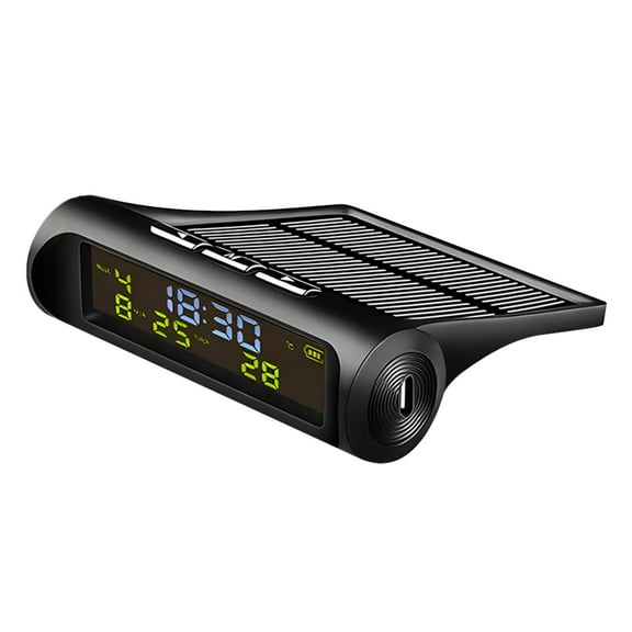 HONMEET Solar Clock with Temperature Display, , Black Car Accessory for Dashboard