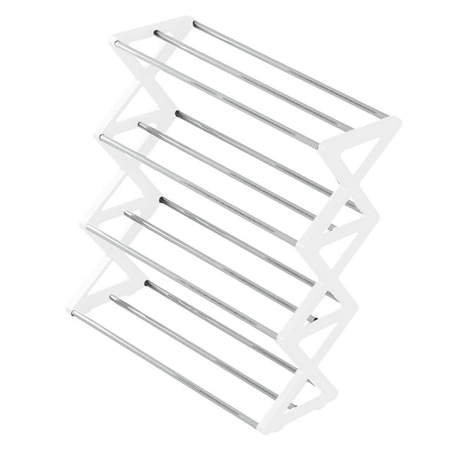 Zapatero organizador de 4 niveles con forma de 42 x 18,5 x 49,5 cm, fácil de encontrar y con visibilidad, elegante y multifuncional, con ventilación. Blanco