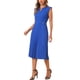 thumbnail image 4 of Vestido sin mangas INSPIRE CHIC para mujer, vestido midi con cuello en V, botones y plisado en azul real, 4 of 6