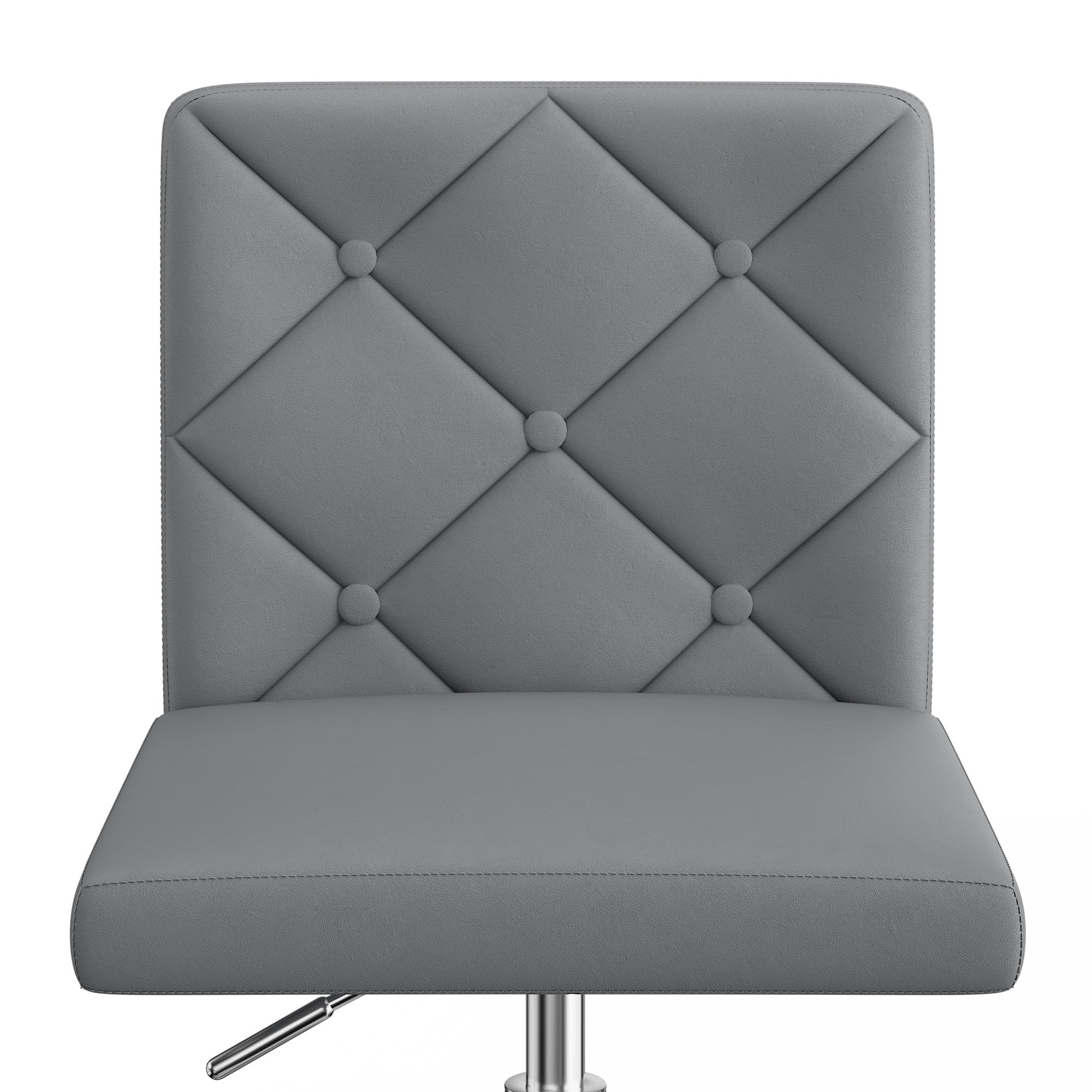 VECELO PU Leather Armless Office Chair with Wide Seat, Adjustable Height Mid-Back Task Chair, 360° Rolling Swivel Vanity Chair for Home Office,Grey