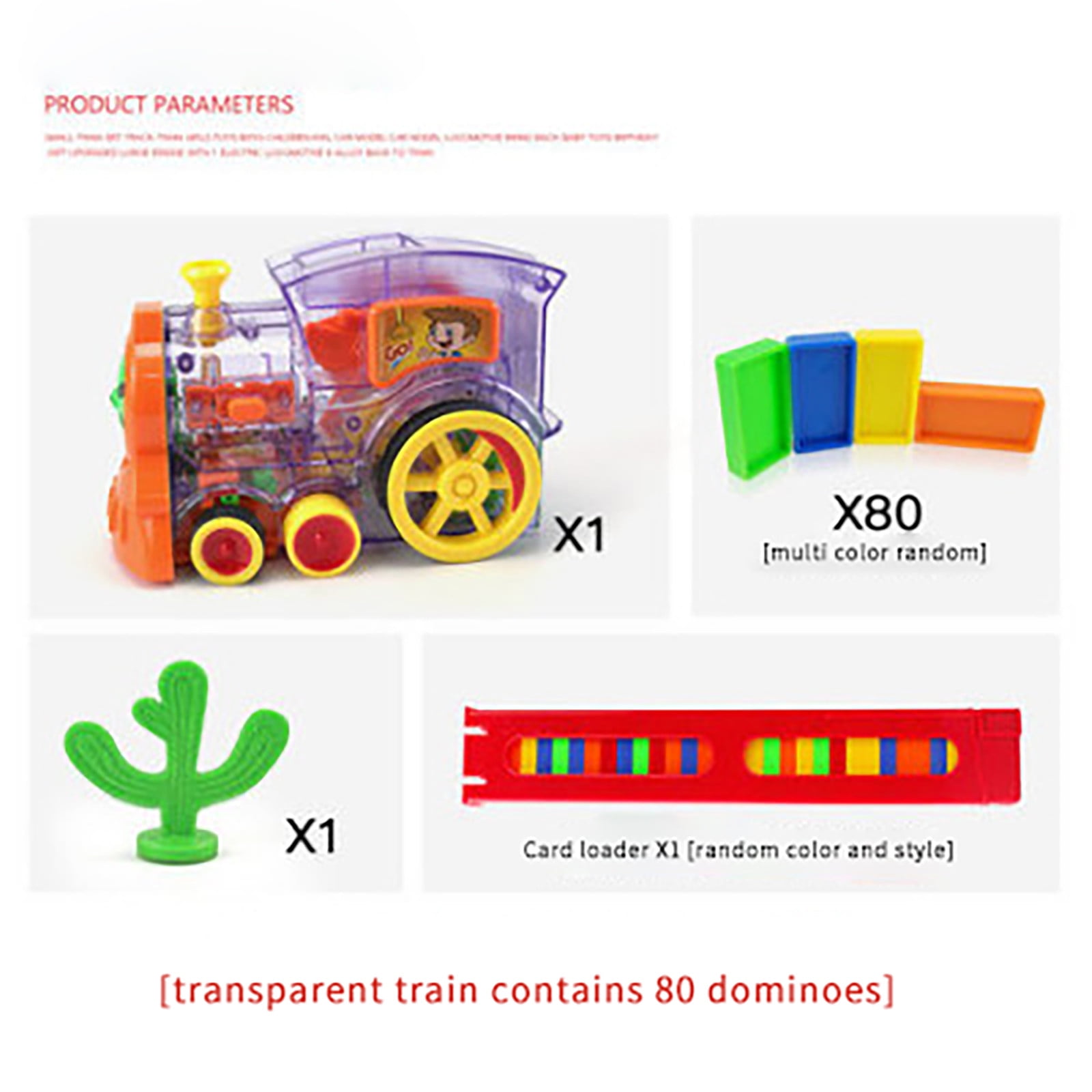 Mix Colors Plastic Children Domino Rally Electronic Train Game Play Toys 