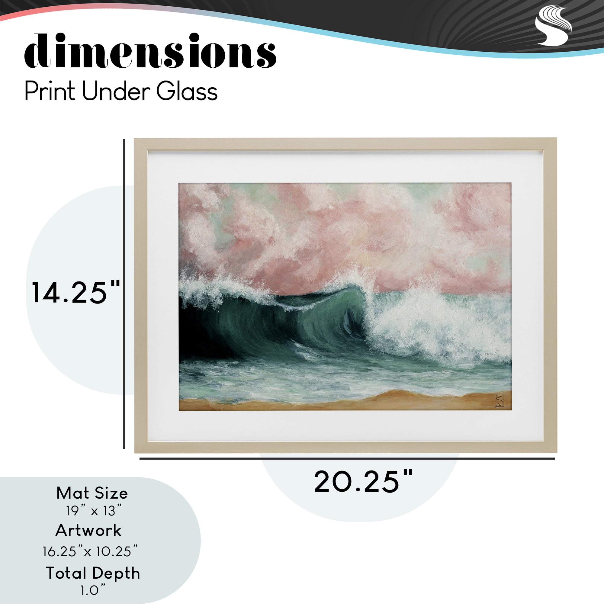 Crashing Seascape Waves Birch Framed Print Under Glass, design by Sara Culpepper