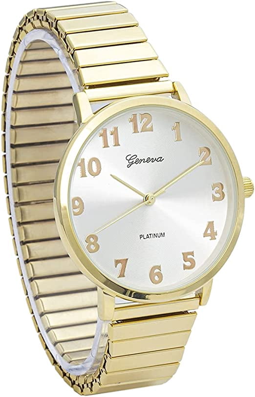 Blekon Collections Women's 38mm Case Metal Glossy Stretch Band Watch