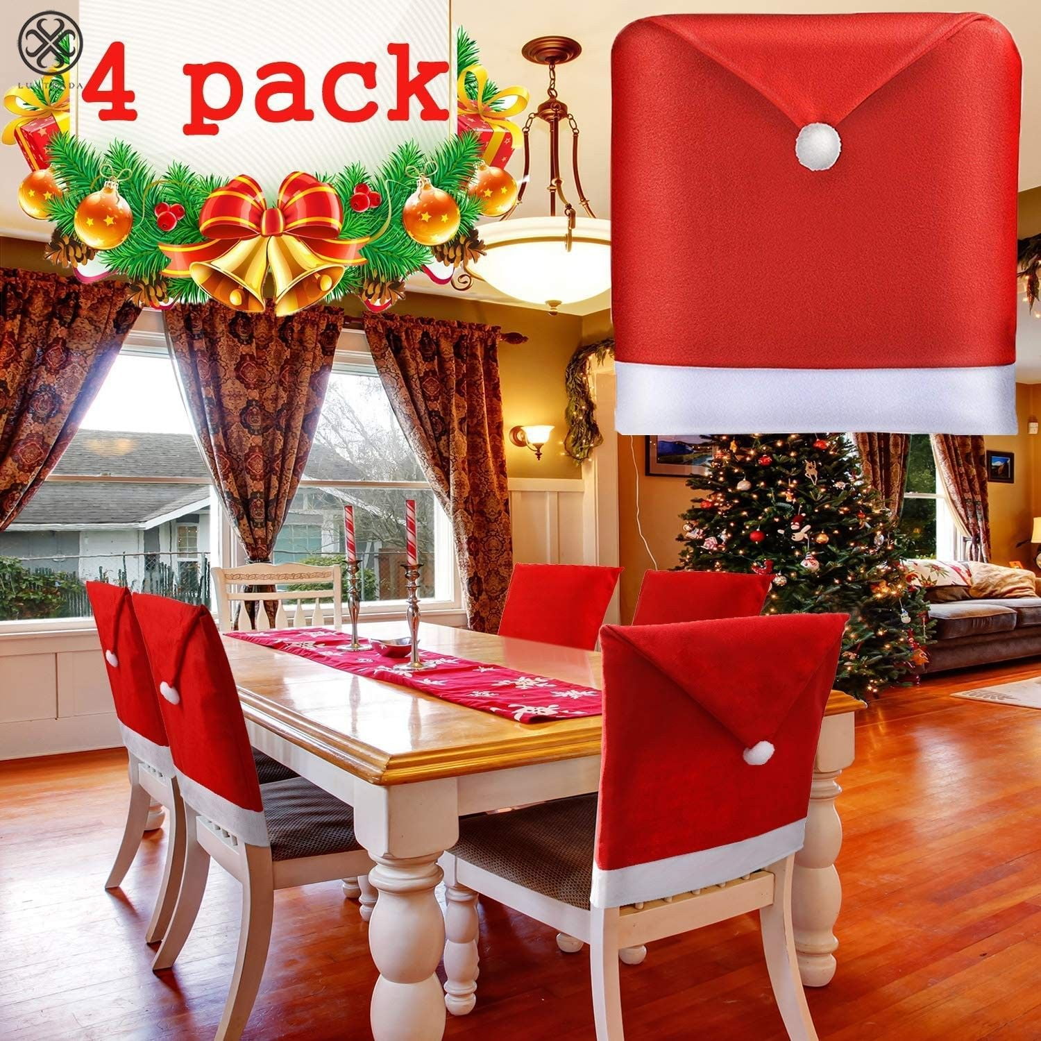 Christmas Chair Covers Dining Seat Decoration Santa Claus Xmas Hat Home Decor n 