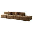 thumbnail image 2 of Modular Sectional Sofa Set with 2 Single Seats and a Loveseat, Linen Armless Sofa with Plastic Legs and Tufting Backrest, Modern Upholstered Sofa for Living Room, Apartment and Small Space, Brown, 2 of 6
