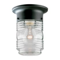 Westinghouse 6691900 One-Light Outdoor Jelly Jar Flush Mount, Matte Black Finish on Steel with Clear Glass