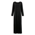 thumbnail image 3 of Alvivi Womens Solid Muslim Prayer Dress Arabian Long Sleeve Islamic Abaya Robe Black XXL-3XL, 3 of 4