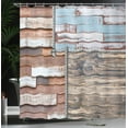 thumbnail image 4 of Ambesonne Rustic Shower Curtain, Old Wooden Farm Theme, 69"Wx70"L, Brown and Blue, 4 of 5