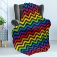 thumbnail image 4 of Chevron Soft Flannel Fleece Blanket, Jagged and Spiked Zigzag Pattern with Vibrant Rainbow Colors Abstract Artwork Theme, Cozy Plush for Indoor and Outdoor Use, 70" x 90", Multicolor, by Ambesonne, 4 of 5