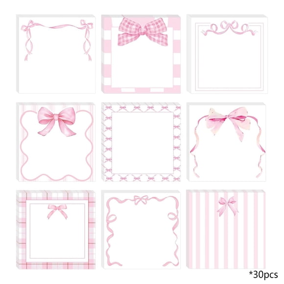 Ensemble de Notes Autocollantes en Forme de Nœud Ruban Rose Mignon Bloc-Notes Autocollant pour Étudiant Bureau École Étude Rappel