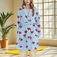 thumbnail image 2 of successthop Womens Plus Flannel Robe Fuzzy Pajamas Belted Knee Length Shawl Collar Heart Bathrobe with Pockets Blue M, 2 of 3
