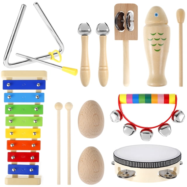 instrumento musical de juguete 8 Uds. De Instrumentos Musicales Para Niños Pequeños, Conjunto De Música De Madera, Sentido Musical, Instrumento De Percusión Para Cultivar, Juguetes Para Niños Y Niñas, Muyoka Hogar