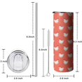 thumbnail image 5 of 20oz Red Chicken Pattern Skinny Tumblers Stainless Steel Tumbler with Lid and Straw,Vacuum Insulated Double Wall Travel Tumbler Cups with Cleaning Brush for Coffee,Tea, 5 of 6