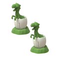 thumbnail image 1 of Oleegame 2PC Produce Storage Silicone Dinosaur Tea Bag Tea Filter Strainer Loose Tea Strainer Coffee Spice Green, 1 of 8
