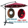 thumbnail image 5 of Patio Offset Hanging Umbrella, 10ft Solar Power Outdoor Cantilever Umbrella, with Cross & Crank Base, 24 LED Solar Powered Lights, Patio Outdoor Umbrella for Garden Deck Backyard Pool, Burgundy, D101, 5 of 8