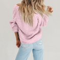 thumbnail image 5 of Fshiont Women's Chunky Knit Open Front Sweater Long Sleeve Button Loose Short Cardigan Outerwear Coats Pink M, 5 of 8