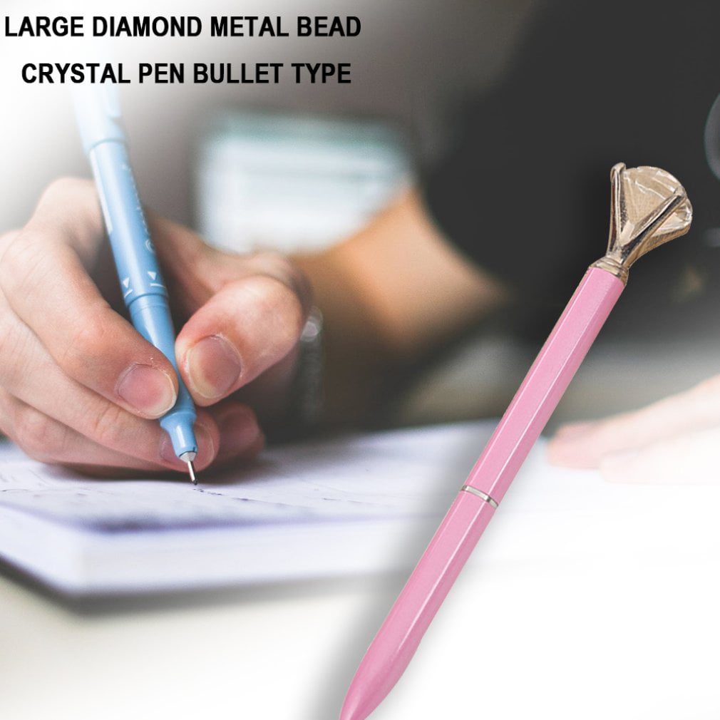 Big Diamond Rhinestone Gem Crystal Ballpoint Pen Writing Students Stationery 