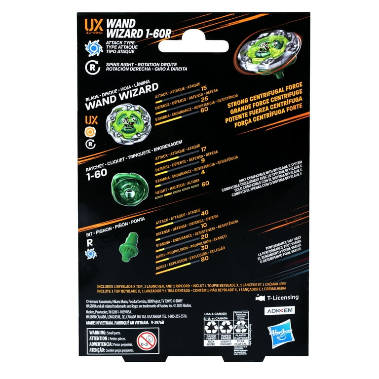 Beyblade X Wand Wizard 1-60R UX Starter Pack Set with Attack Type