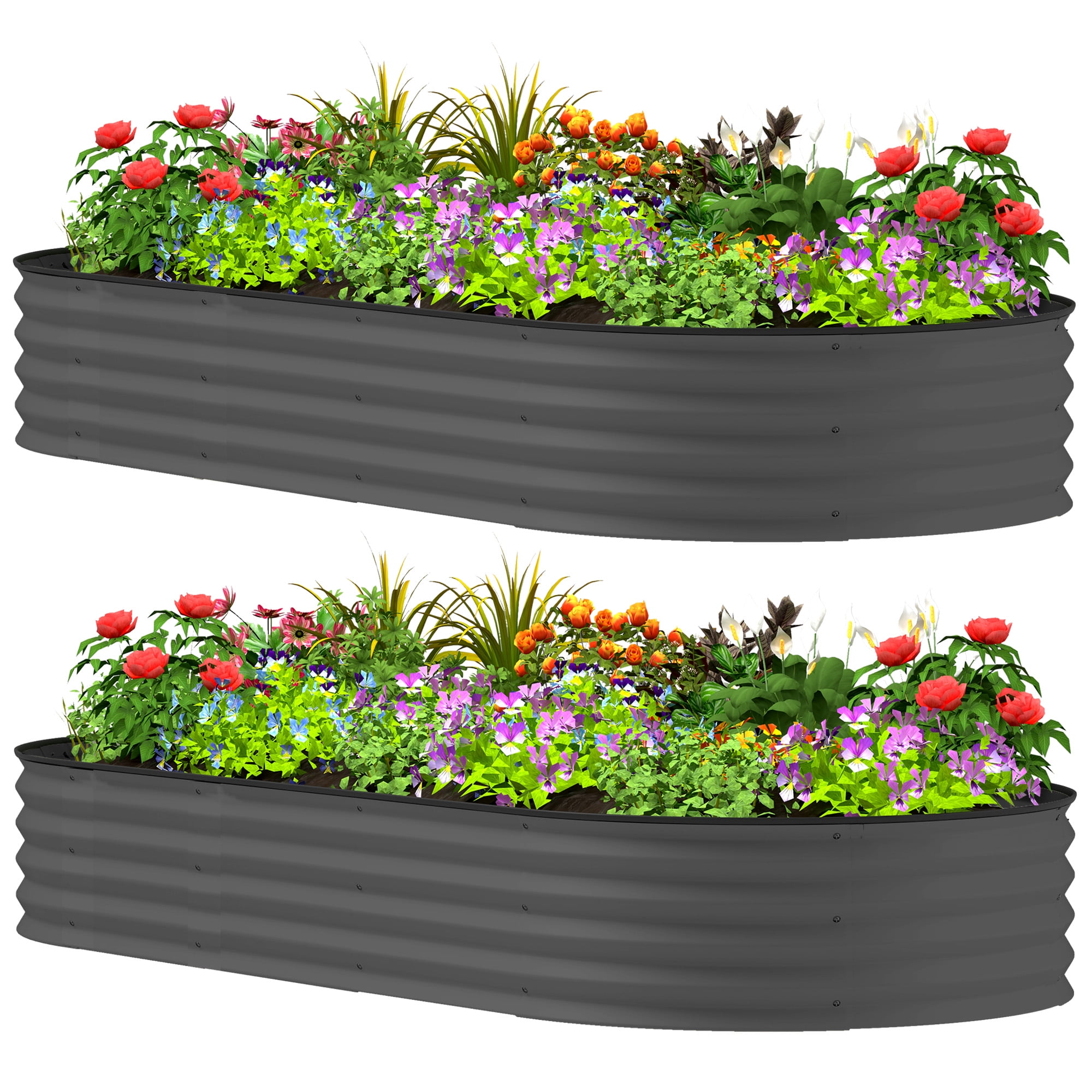 2PCS Raised Garden Bed Set, 7' x 3' x 1'