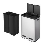 EKO Essential Kitchen Trash Can, 16 Gallon Stainless Steel Recycling Garbage Bin, Silver with Sample Trash Bags Included