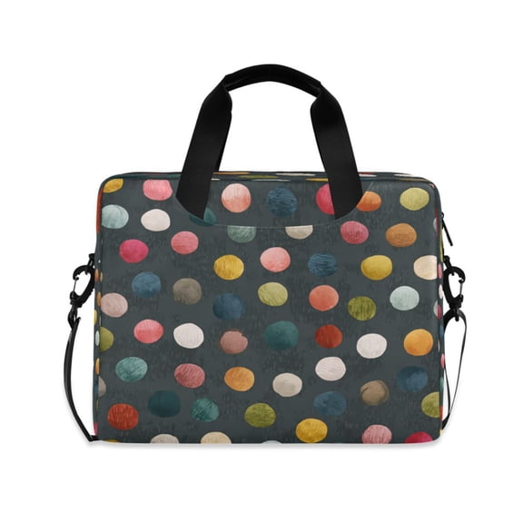 16inch Laptop Briefcase, Business Laptop Bag with Detachable Strap & Padded Compartment, Water-Resistant Polyester，Colorful Dots