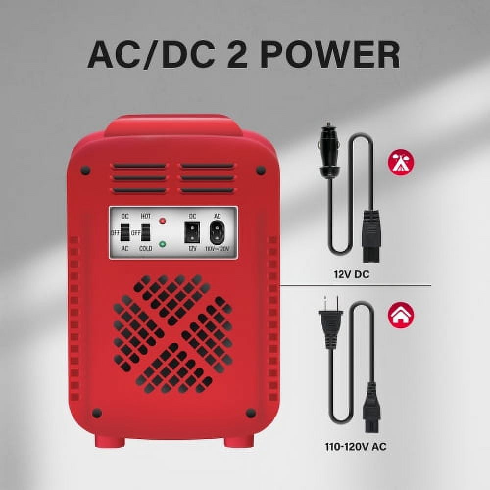 Mini Fridge Portable Cooler & Small Refrigerator Warmer Freon-Free for Skincare 4L/6 Can Beverage Food Cosmetics Home&Travel Red