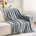 thumbnail image 5 of Super Soft Twin Blanket Grey Premium Silky Flannel Fleece 3D Waffle Checkered Lightweight Bed Blanket All Season Use (Light Grey, Twin(60"x80")), 5 of 7