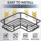 thumbnail image 4 of 3-Piece Corner Shower Caddy Adhesive Wall Mounted Shower Organizer with Soap Holder and 12 Hooks, Rustproof Corner Shower Shelves, No Drilling, 4 of 5