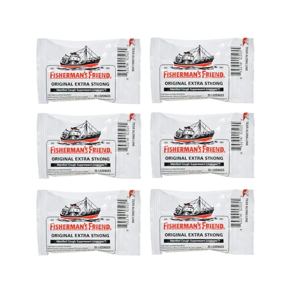 6 Pack Fisherman's Friend Menthol Cough Suppressant Natural 20 Lozenges Each