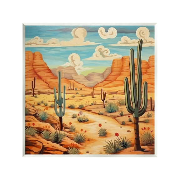 Stupell Industries Desert & Swirling Clouds Landscape Painting Unframed Art Print Wall Art, 12 x 12