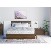 Nexera Arizona 4 Piece Queen Size Bedroom Set, Walnut and White