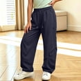 thumbnail image 2 of Loopsun Kids Girls Pants 5 to 16 Years Solid Drawstring Wide Leg Cargo Trousers, 2 of 5