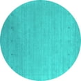 thumbnail image 1 of Ahgly Company Machine Washable Indoor Round Abstract Turquoise Blue Contemporary Area Rugs, 8' Round, 1 of 4