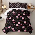 thumbnail image 2 of Feelyou Cute Pink Ghost Bow Bed Spread Queen, Kawaii Star Print Queen Coverlet Set, 3-Piece, 1 Comforter and 2 Pillowcases, 2 of 7