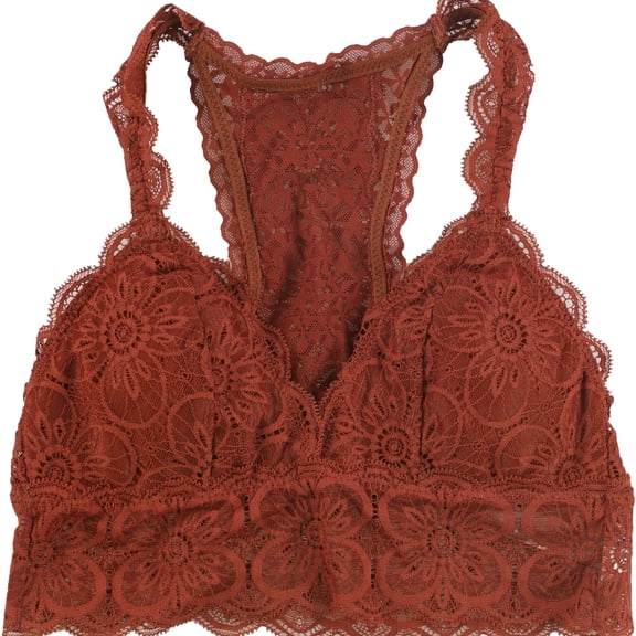 American Eagle Womens Floral Lace Bralette, Brown, X-Small
