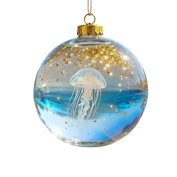 A Sea Star Acrylic Pendant With Sparkling Effect, 2D Design And Lightweight Material For Christmas Tree And Gift, 2.76In 0.11Lb