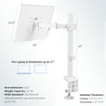 thumbnail image 3 of VIVO White Single Laptop Notebook Desk Mount, Fully Adjustable Extension Clamp, 3 of 8