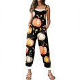 thumbnail image 5 of WTOBBY Halloween Printed Women's Jumpsuit, Casual Loose Retro Design with Suspenders in Cotton Linen Blend, Ideal for Relaxed and Fashionable Wear,SaffronXL, 5 of 7