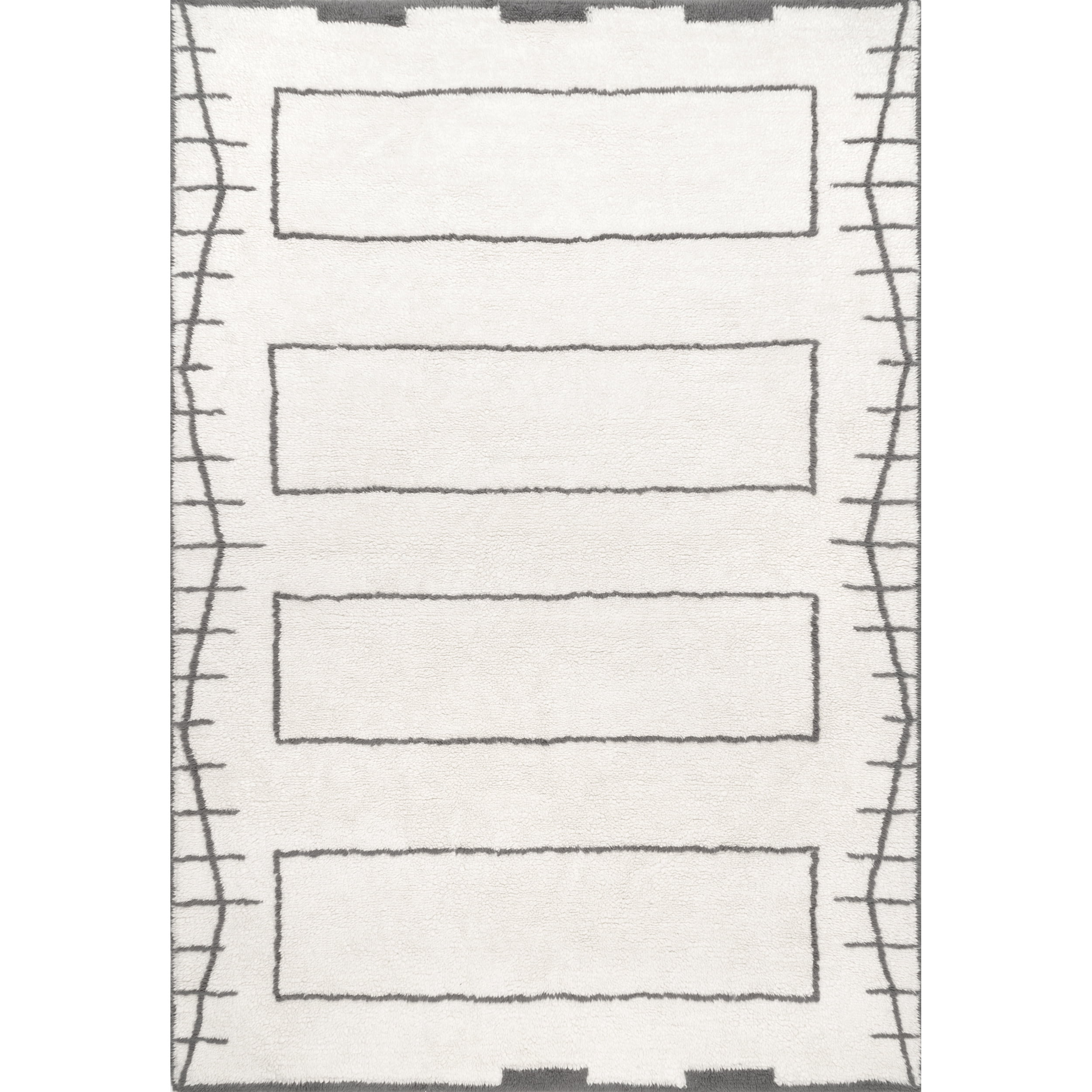 nuLOOM Isabella Machine Washable Wool Contemporary Geometric Runner Rug, 2' x 8', Ivory