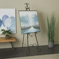 thumbnail image 3 of DecMode 32" x 69" Black Metal Tall Adjustable Floor 3 Tier Scroll Easel, 1-Piece, 3 of 13