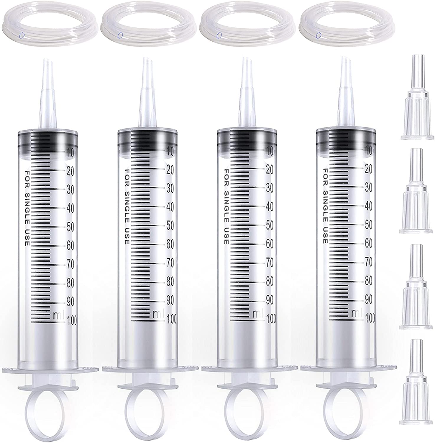 4 PCS 100 ml Syringes, Large Plastic Syringe Garden Syringe Measuring